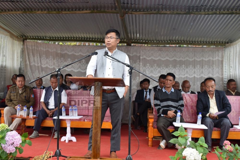 Deputy Commissioner Noklak speaking during the inaugural programme of Hanyuk village under Noklak district on May 21. (DIPR Photo)